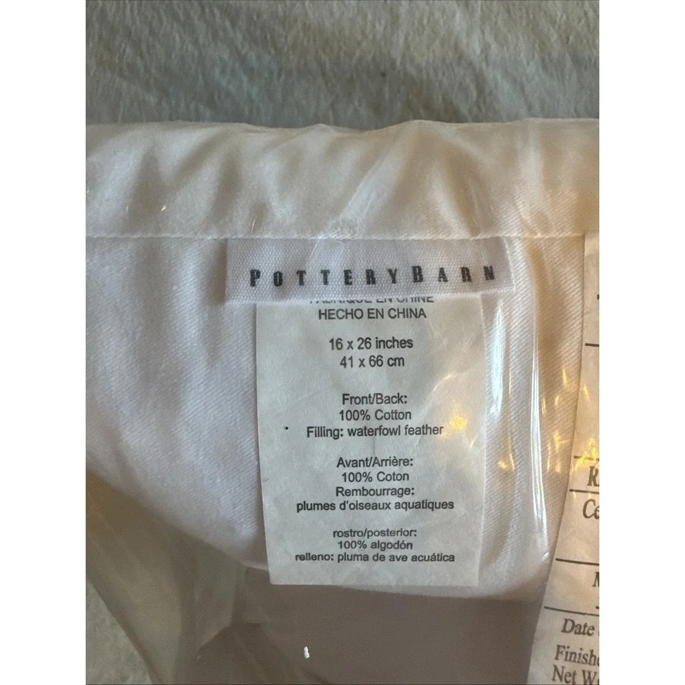 Pottery Barn 200 Thread Count Down Feather Lumbar Pillow Insert 16